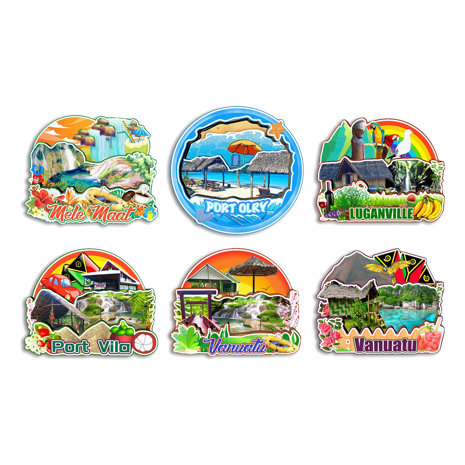 Port Vila Luganville Port Olry Mele Maat Vanuatu Fridge Magnet Travel Souvenir Gift Handmade Decorative Refrigerator Sticker