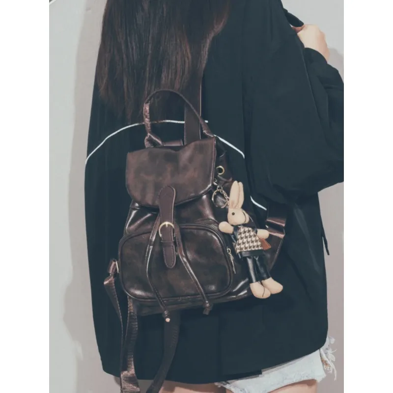 

Retro Soft Leather Dual oulder Bag Women's New Faion Mommy Bapa Trendy Versatile Lightweight Commuting Travel Bo...