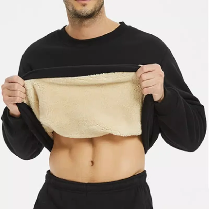 Men's Thermal Underwear Long Sleeve Thickened Fleece Lined Casual Wearable Winter Base Layer Top Warm Comfortable plus Size
