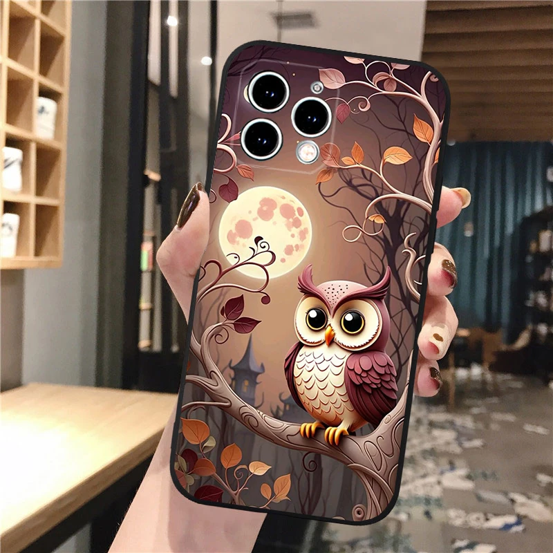 

Phone Case Carcasa Funda For iPhone 17 Pro Max 17 Air 16 15 14 13 Pro Max 15 16 Pro 15Plus Cute Owl Cartoon