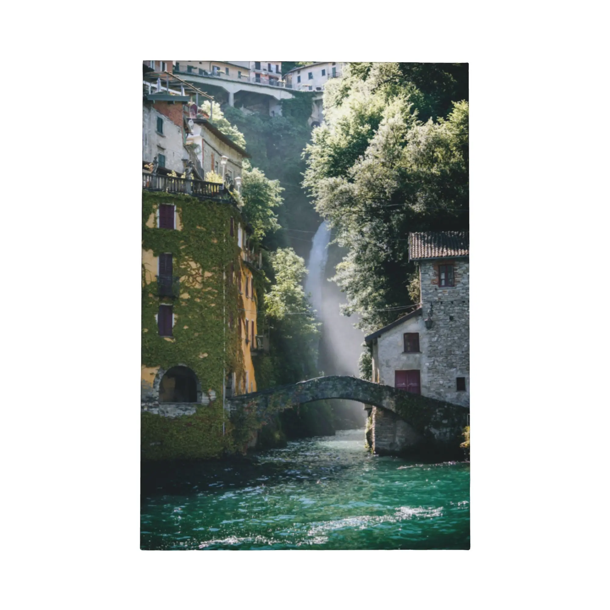 البحر الأبيض المتوسط نمط إيطاليا بحيرة كومو المناظر الطبيعية الخلابة المشهد ليكسايد العائمة مؤطرة قماش ملصق جدار ديكور