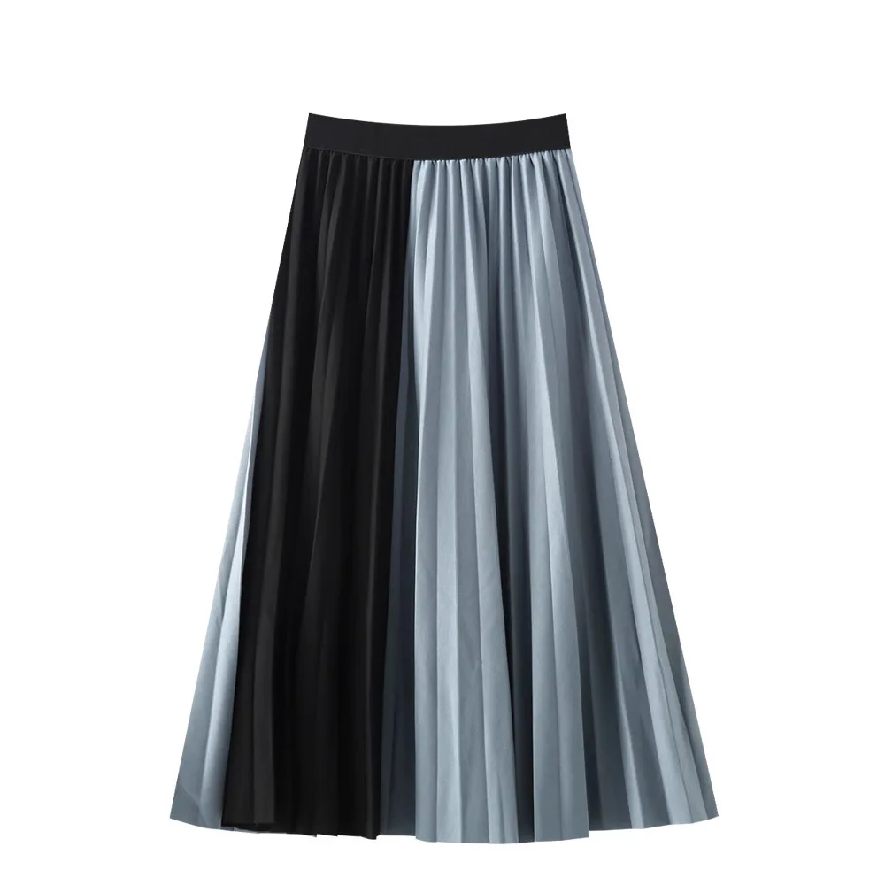 

New Season Women's Midi Skirt Half-length Pencil Skirt Color Block Fashionable Gauze Skirt Chiffon Material Stage Costume