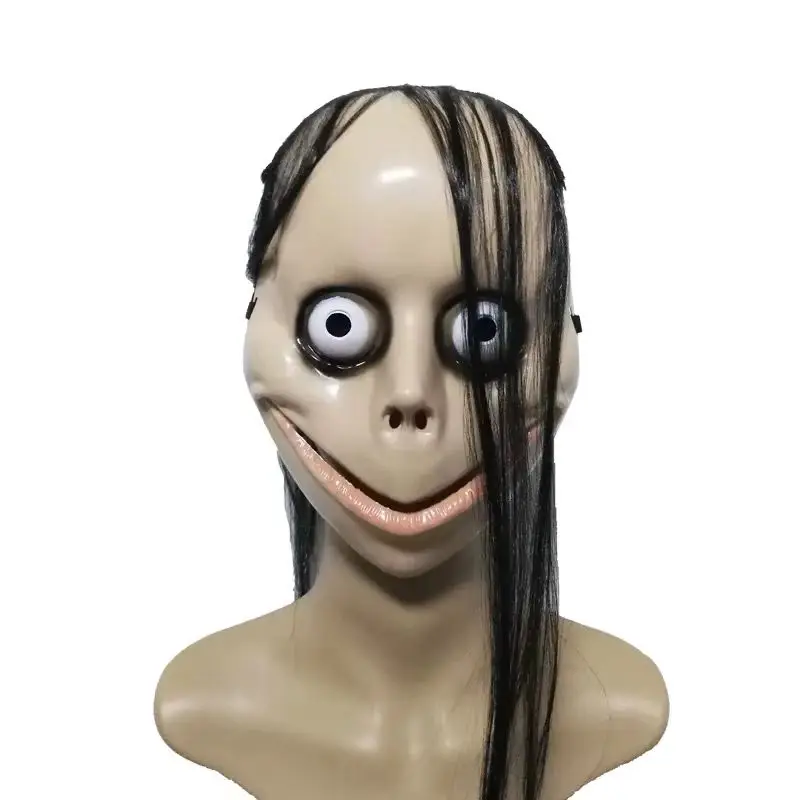 

Забавная женская маска для рта призрака V-образной формы с длинными волосами, маска ужасов на Хэллоуин, ролевая игра MO для женщин