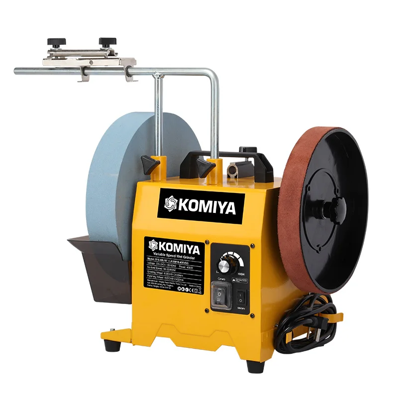 KOMIYA 10 Inch Variable-Speed Wet Sharpener, Bench Grinder Machine Water Cooled Wet Stone Grinder for Knife, Chisel