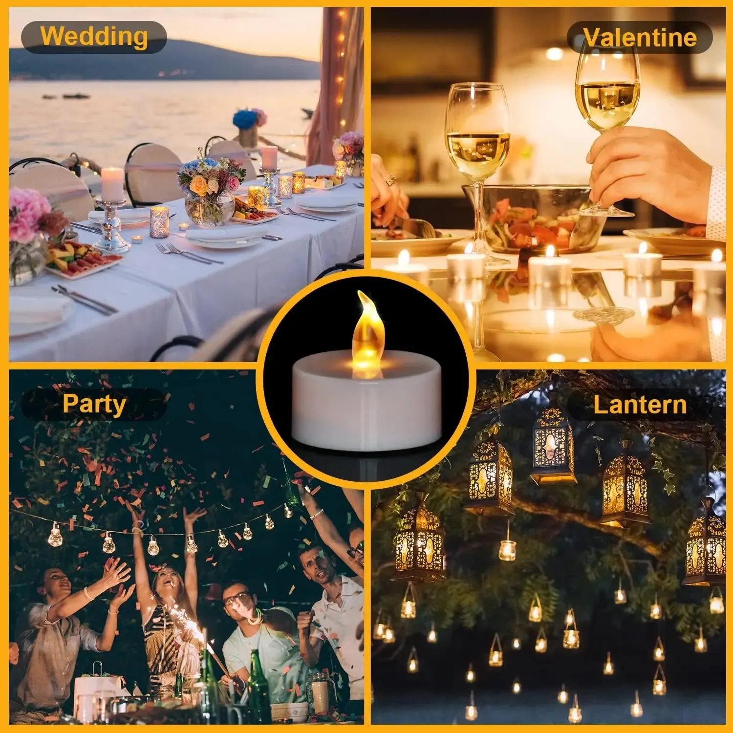 Candlium 12 Pack Warm Yellow Flameless LED Tea Light Candles Battery Operated 200+Hours For Votive Aniversary Wedding Decoration