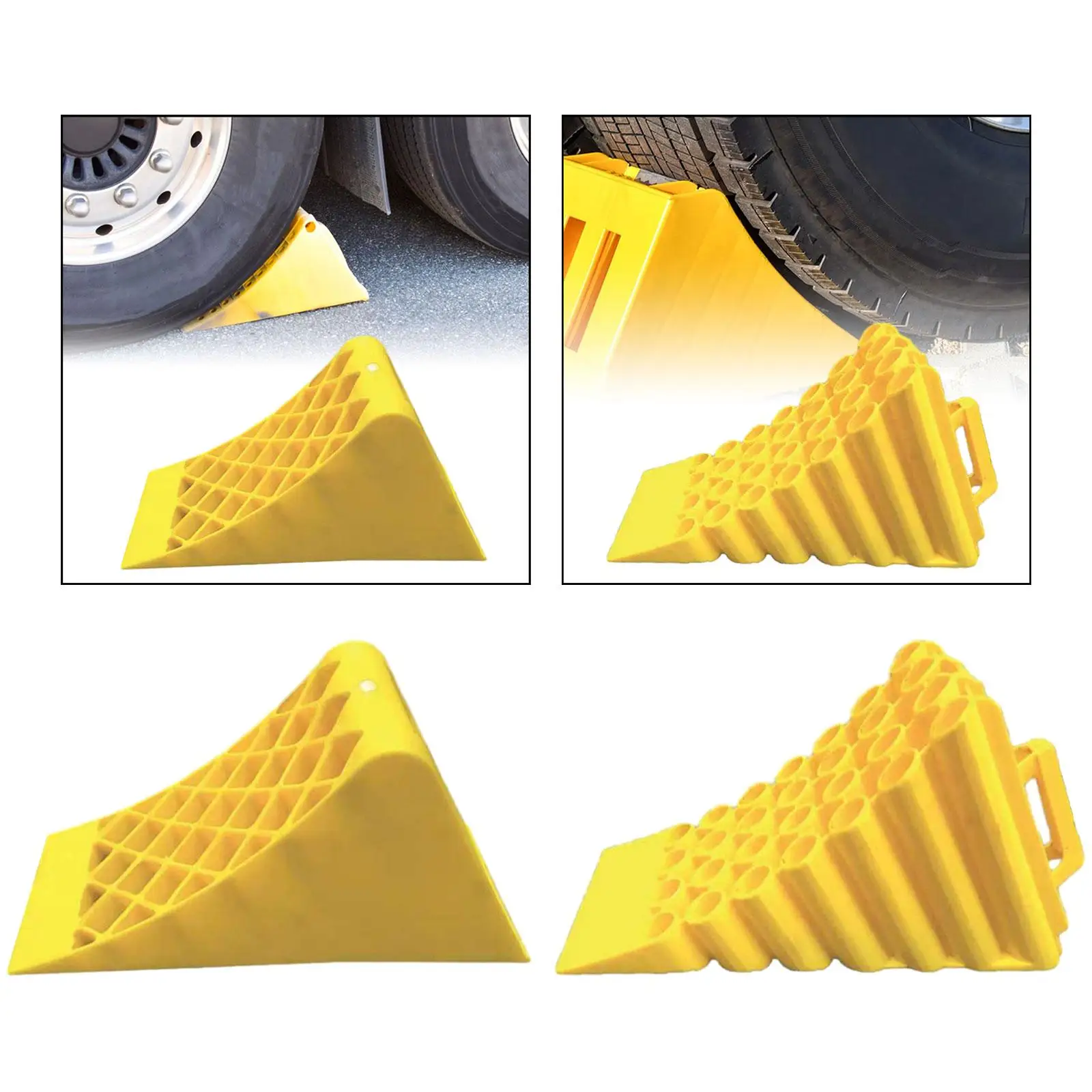 

Travel Trailers RV Car Wheel Chock Stopping Device Sturdy Accessories Yellow