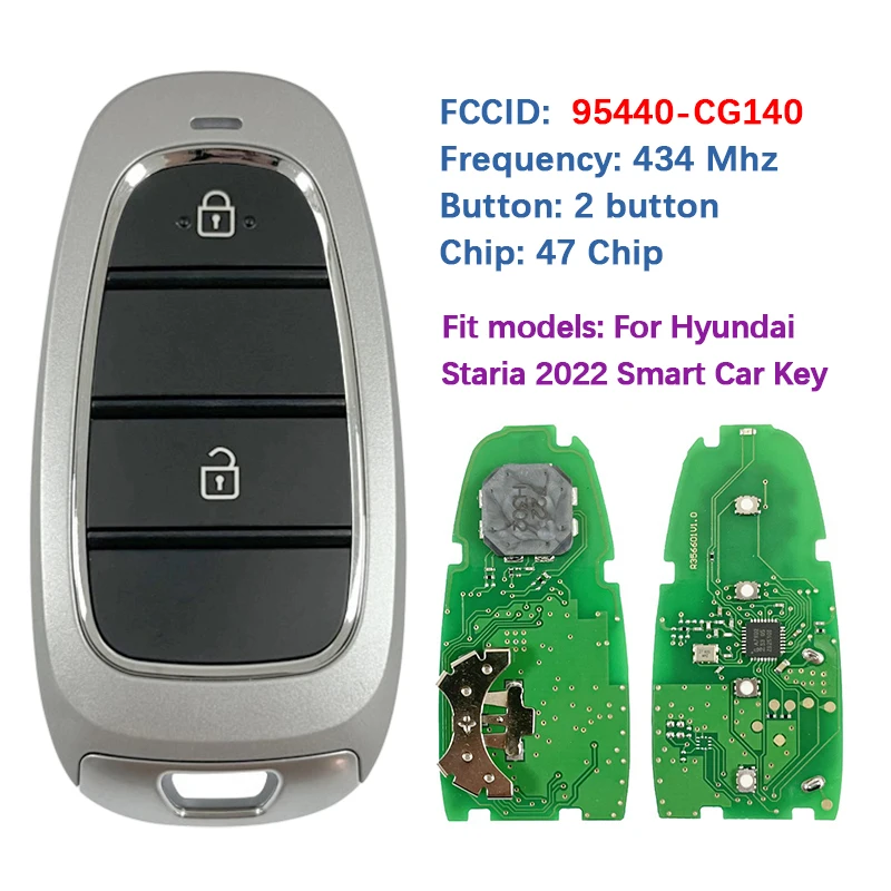 

CN020313 Послепродажный 2 кнопки умный дистанционный брелок 47 чипов 433 МГц 95440-CG140 FOB-4F48 для Hyundai Staria 2022