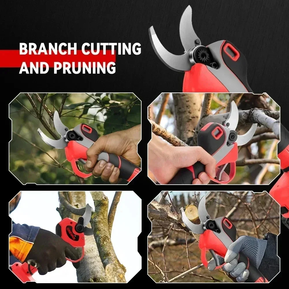 50MM Brushless Electric Pruning Shear 2 Gears Rechargeable LED Cordless Tree Branch Pruner Garden Tool For Makita 18V Battery