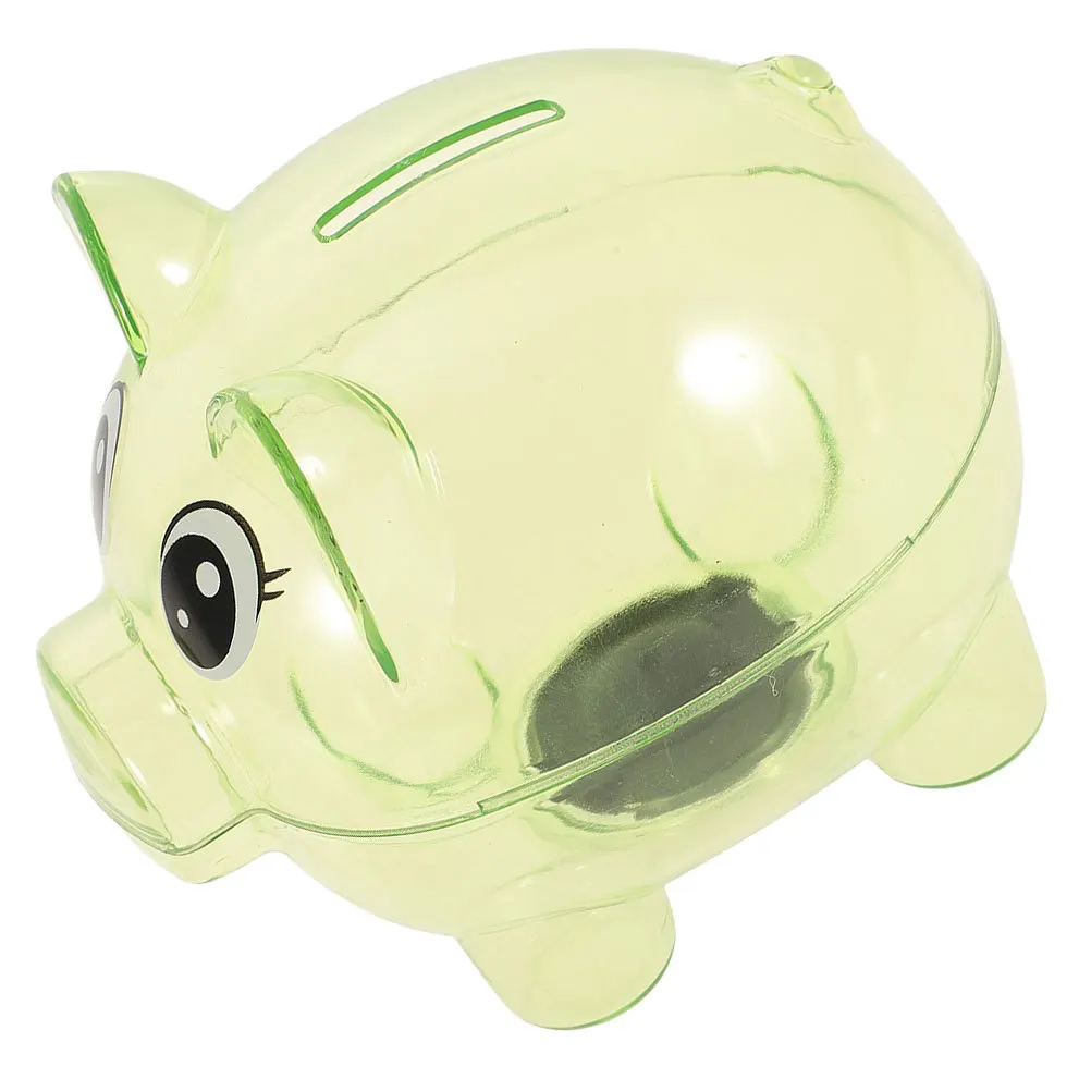 クリエイティブな豚の形をした貯金箱 子供用の透明なコイン収納 プラスチック製の装飾品 プラスチック製の貯金箱 透明な貯金箱