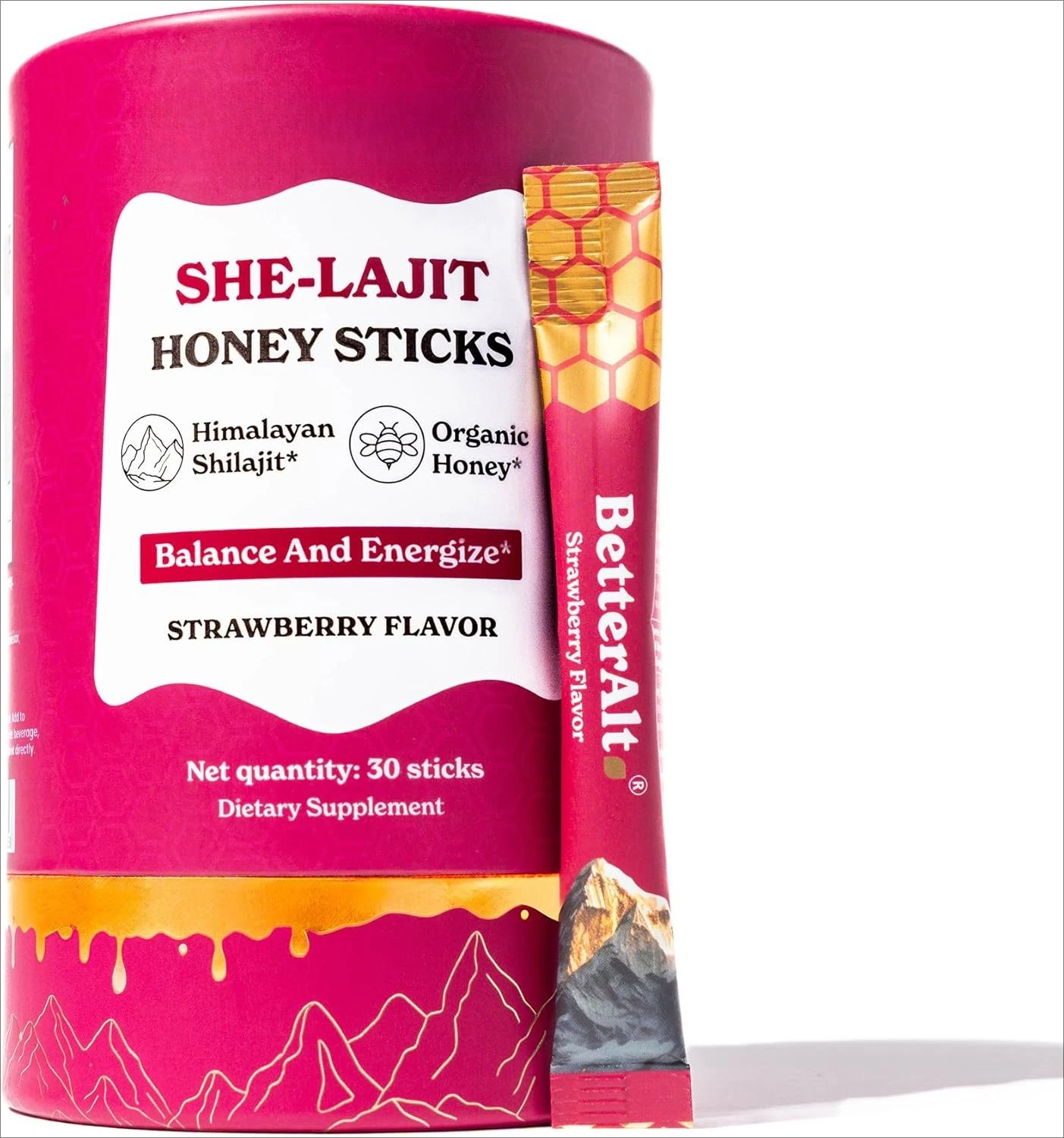 SHE-Lajit Honeysticks |   Shilajit para mujer - Shatavari y azafrán para hormona Pure Himalayan Shilajit |   30 palos
