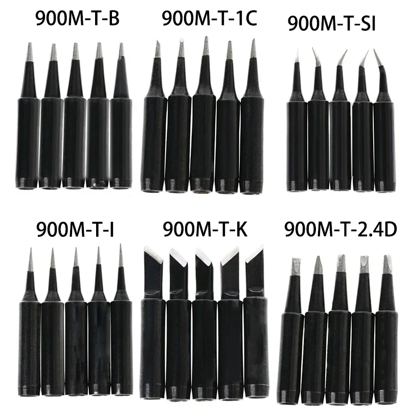 

5 PCS LeadFree 900M-T Soldering Iron Tips SI/I/B/K/2.4D/1C Welding Head For Saike 936 852d 909D Soldering Station Parts