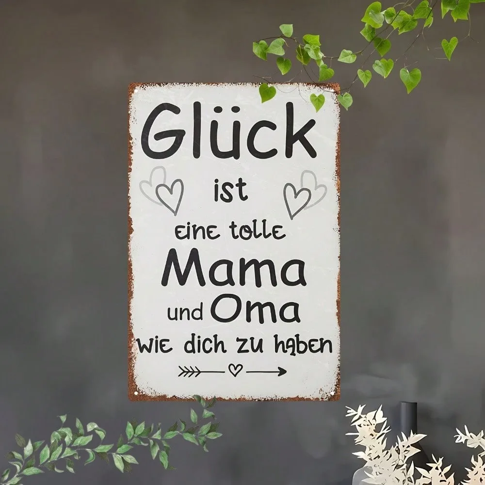 Vintage Art Deco Ramadan 2026 & Valentine's Decor - Funny German Quote Metal Wall Sign, Unique Gift for Mom & Oma, Rustic Home P