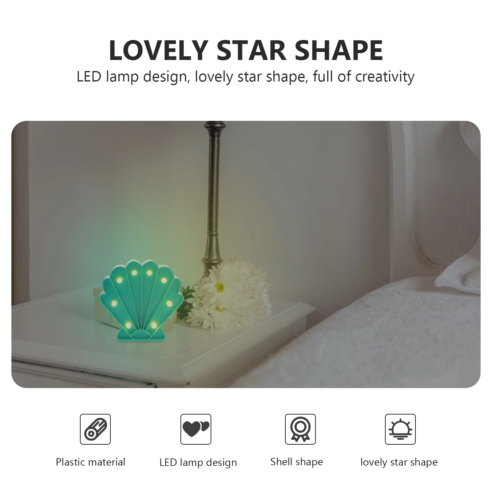 

Seashell Night Light LED Lamp Decorative Star Shape Powered Table Lamp Vintage Novelty Bedroom Lighting Ornament