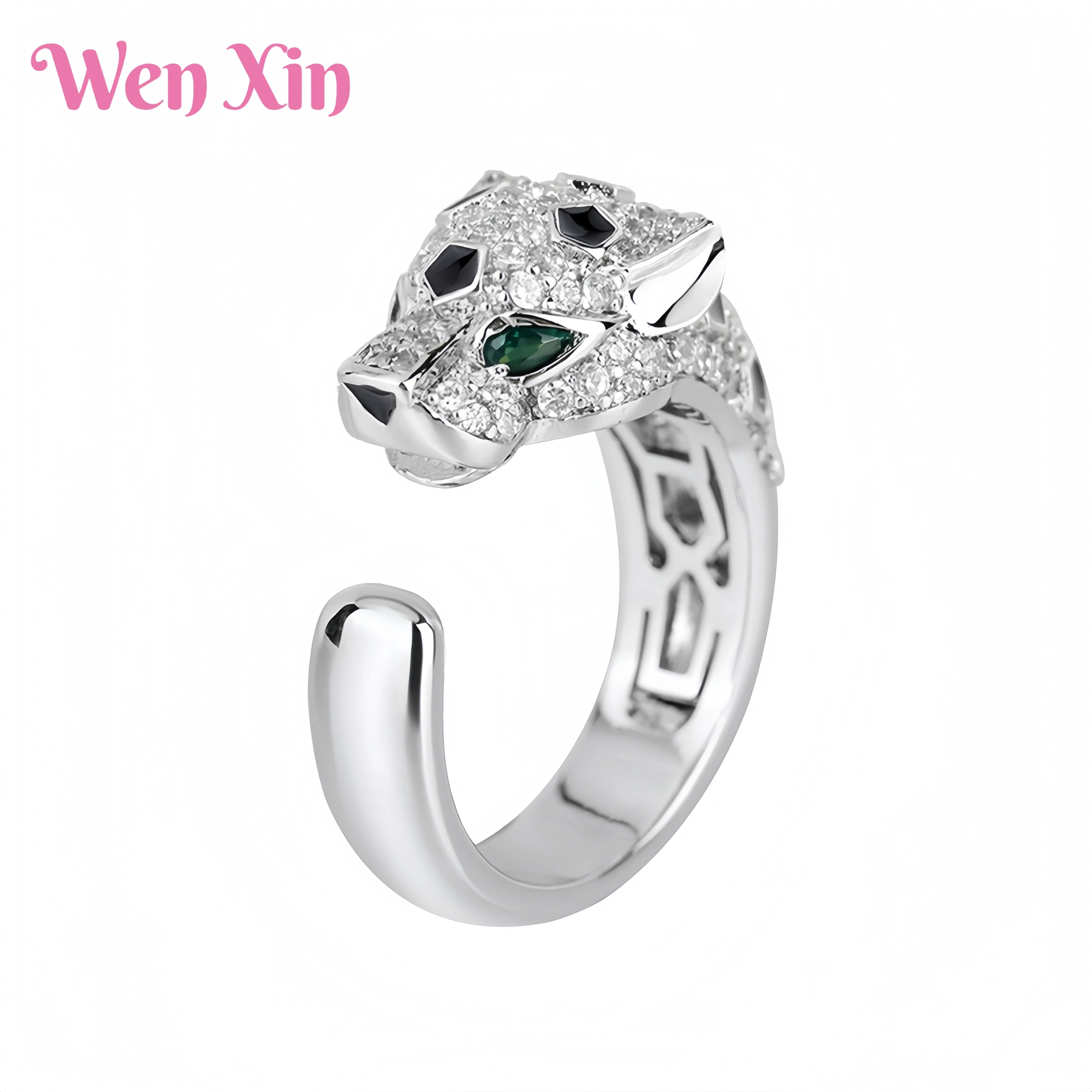 

WENXIN Brand MUSHAN MCT High Carbon Diamond Fine Copper Base Leopard Open Ring Fashion Jewelry Accessories Women Fine Jewelry