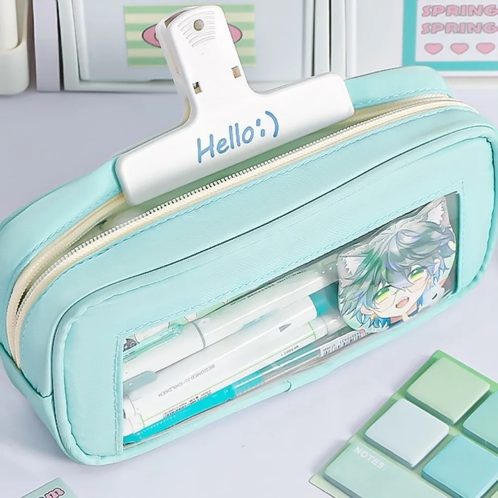 PVC Y2K Stationery Bag Desktop Storage Large Capacity Korean Style Pencil Case Flower Aesthetic Cloth PVC Pencil Pouch Student