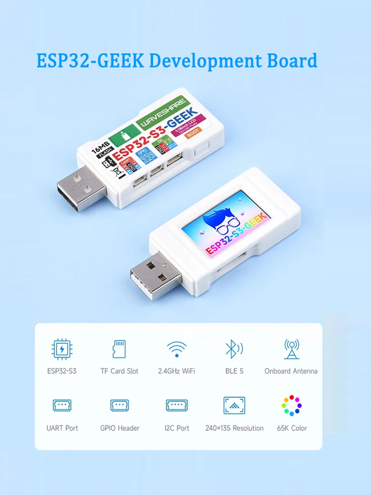 Płytka rozwojowa ESP32-S3 GEEK oparta na kontrolerze ESP32-S3R2 z 1,14-calowym wyświetlaczem LCD o 65 tys. kolorach, obsługująca WiFi i Bluetooth. — zdjęcie produktu 7