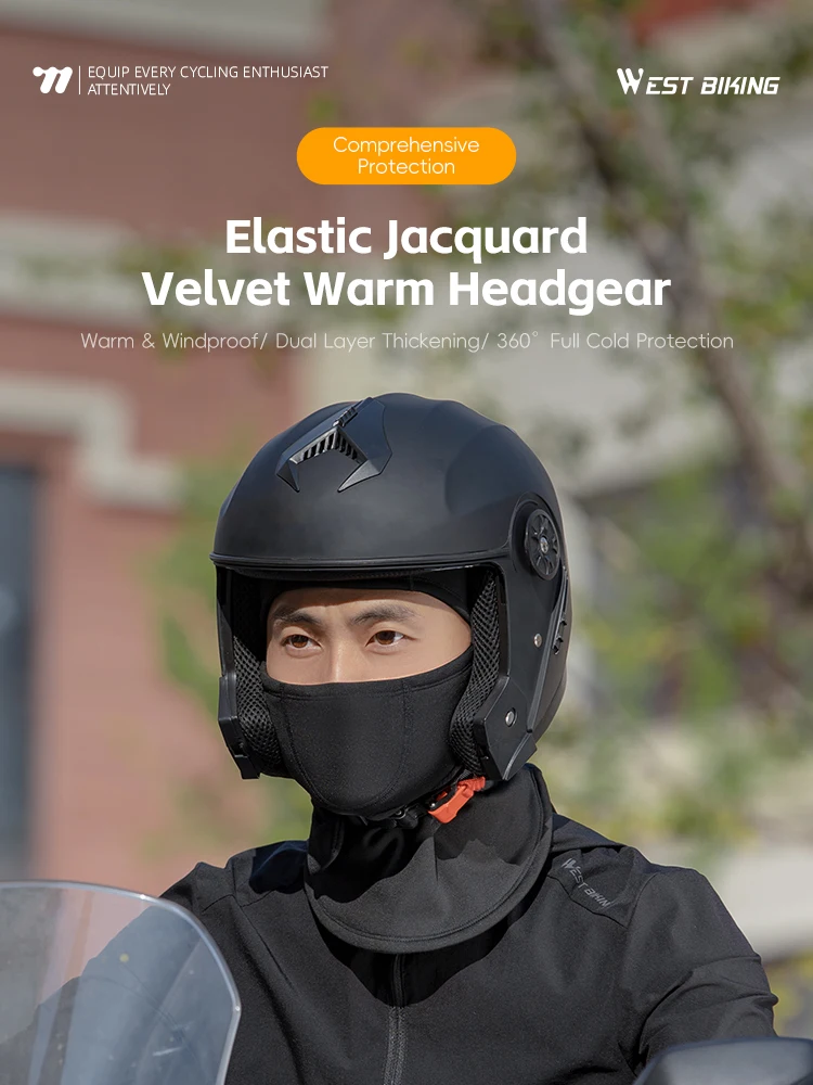 AliExpress West Biking WEST BIKING Winter Thicken Fleece Balaclava Skiing Cycling Double layered Jacquard Warm Motorcycle