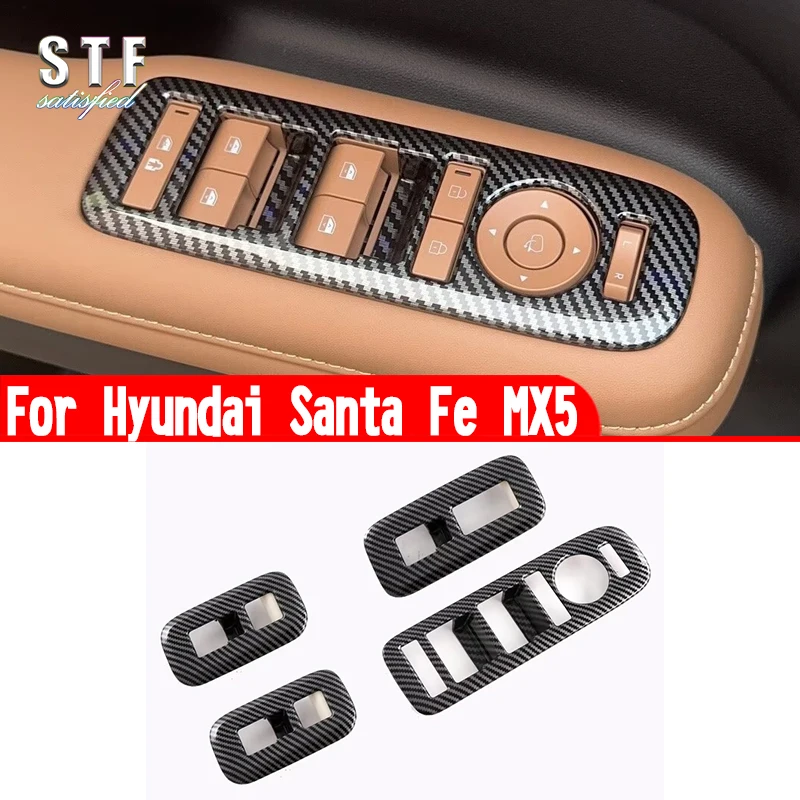 

For Hyundai Santa Fe MX5 2024 2025 Accessories ABS Interior Door Window Buttons Cover Trim Molding Decoration Stickers W4