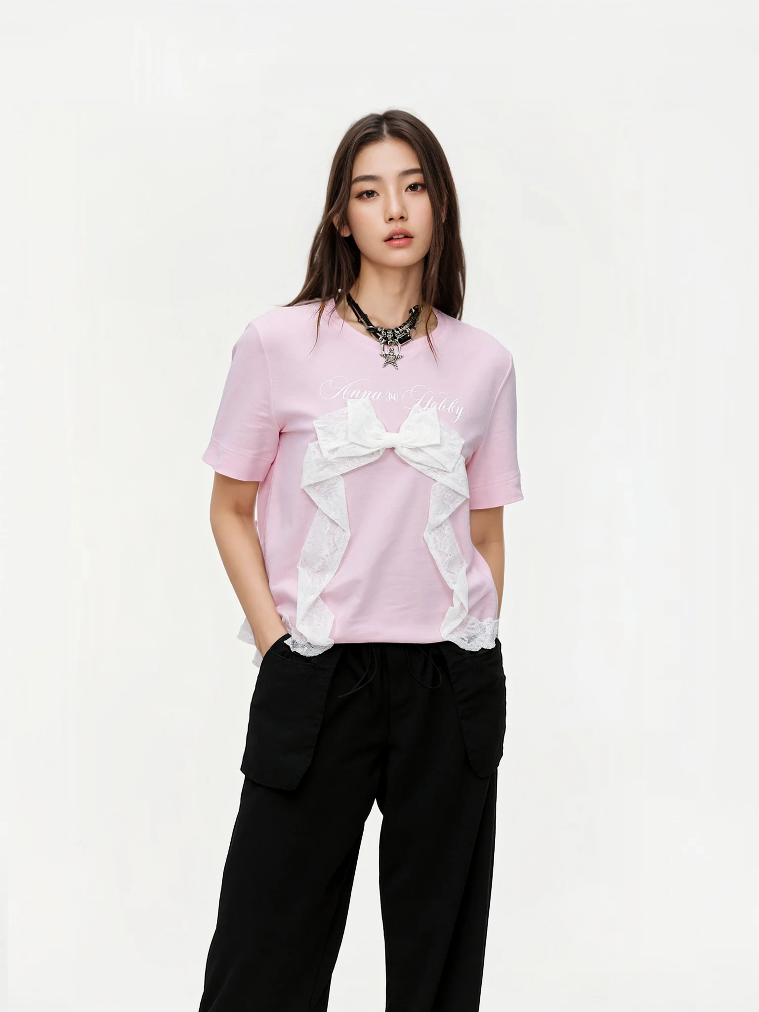 

Новая летняя розовая футболка с узлом и коротким рукавом, женский дизайнерский топ BLOOM WORLD, повседневный хлопковый свитшот