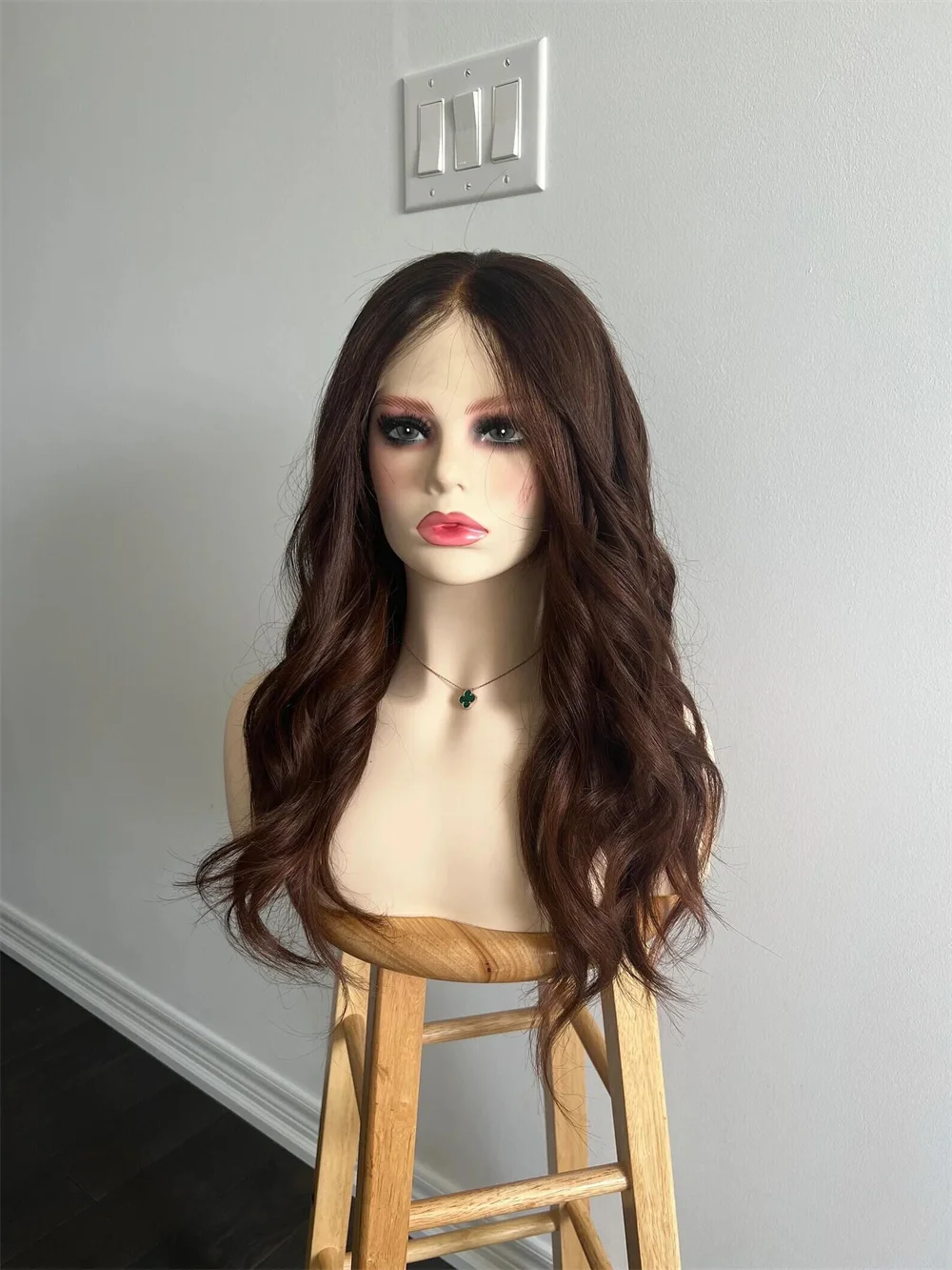 لينة جزء مجاني 26 بوصة طويل براون غلويليس 200 الكثافة الجسم موجة الدانتيل 5x5 قاعدة الحرير باروكة من شعر طبيعي للنساء BabyHair preplucked #2