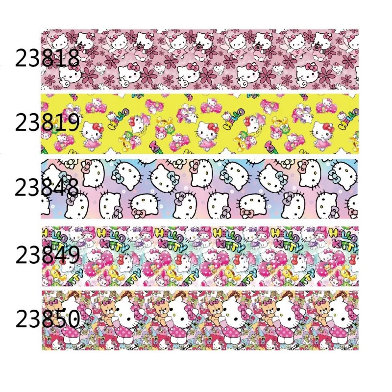 (10yards) Hello Kitty Printed Cartoon Grosgrain Ribbon for Hairbows Sanrio Sewing Accessories Craft Materials Gifts