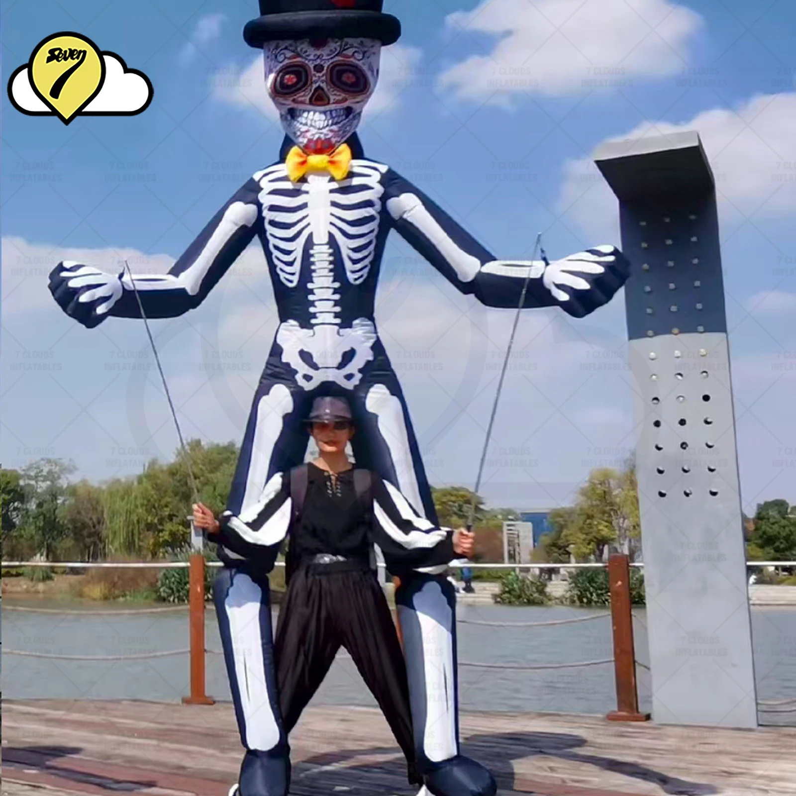3.5M cartoon Inflatable skeletons Costume Walking Dancer Halloween inflatable for Halloween event Day of the Dead Decoration