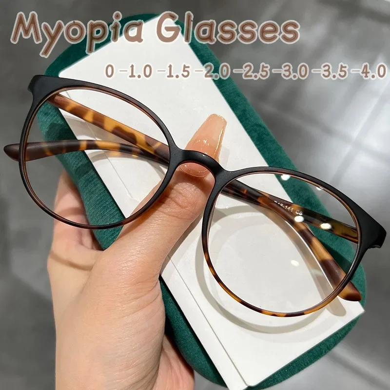 

Men Women Round Frame Short-sighted Eyewear Blue Light Myopia Glasses Unisex Retro Anti-blue Light Eyeglasses Diopter To -4.0