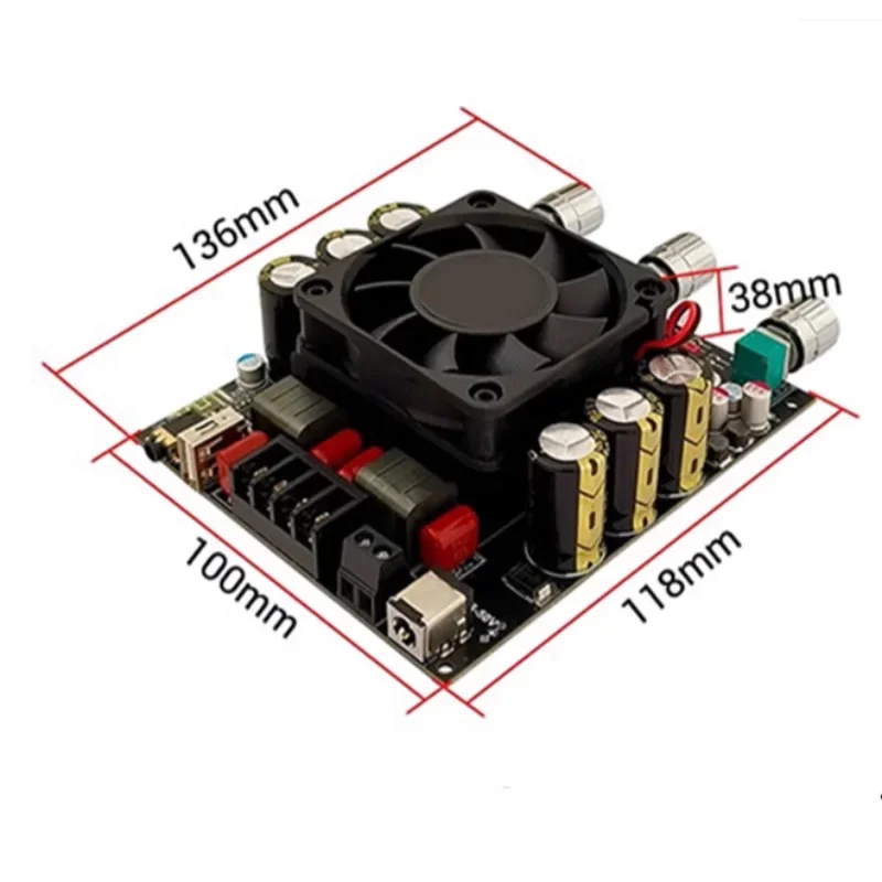 TPA3255High-Power Bluetooth Digital Amplifier Board Module300W * 2Dual Channel with High Bass AdjustmentAUX