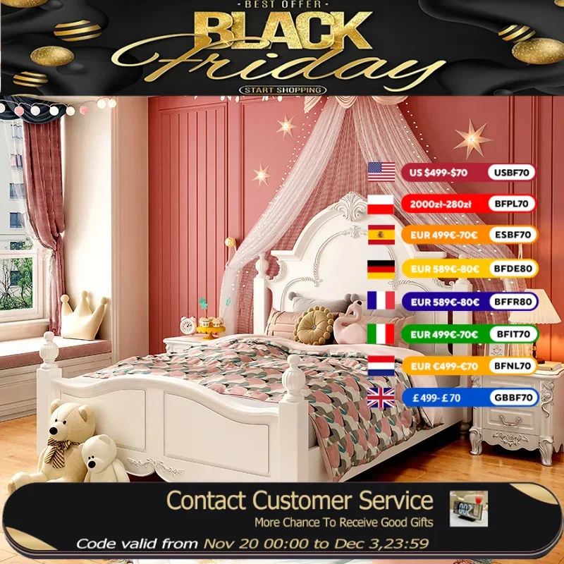 

Design Princess Luxury Bed Modern Loft Wood Storage Girls Children Beds Frame Mattress Camas De Dormitorio Home Furniture