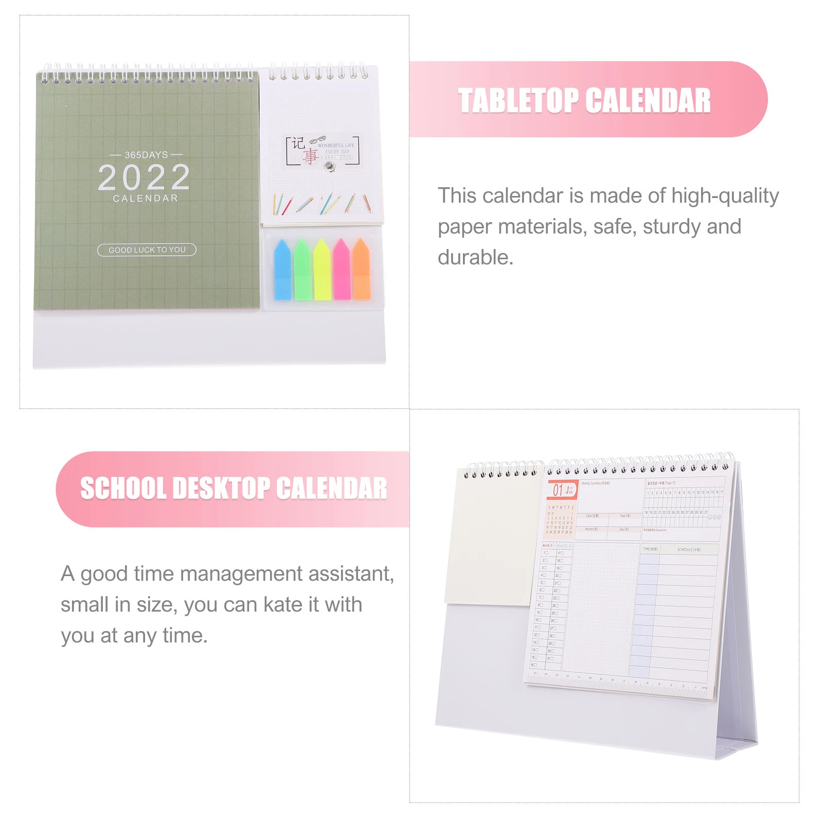 

Desk Calendar 2022 Simple Planner Monthly Schedule Note taking Practical Office Design Blank Spaces Teacher Student Use