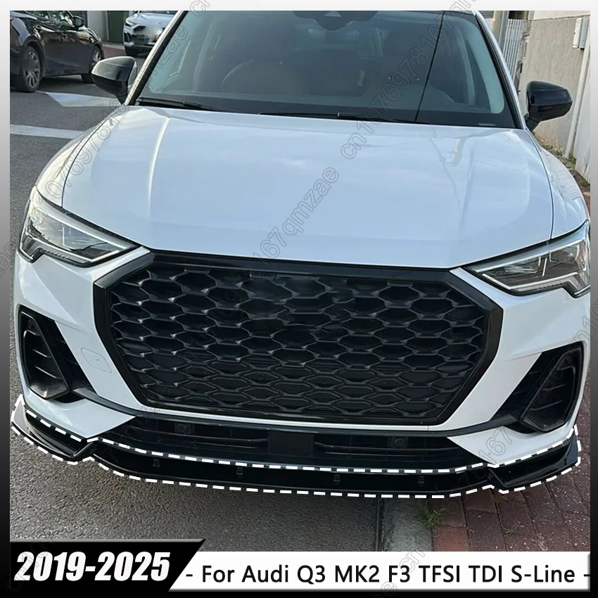 

Передний спойлер-сплиттер для Audi Q3 MK2 F3 TFSI TDI S-Line 2019-2025: Аэродинамический диффузор, защита, тюнинг-комплект