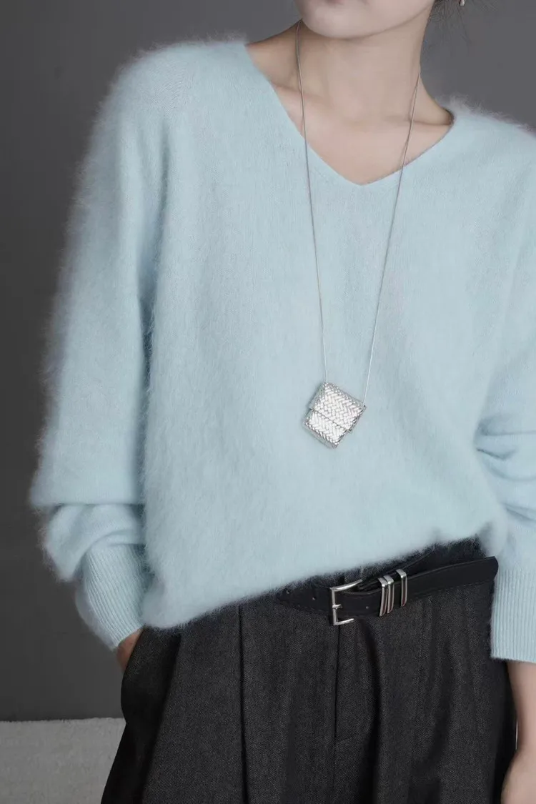 

Трендовый женский свитер, пуловер из матовой шерсти, 100% мериносовая шерсть, осенне-зимний свитер, теплый свитер с v-образным вырезом и длинными рукавами, элегантная флисовая одежда