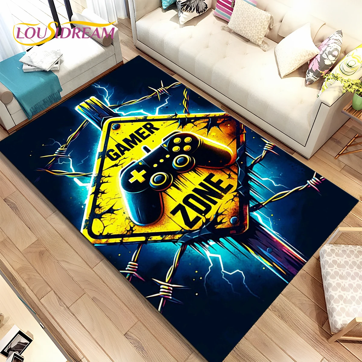 

Cartoon Game Gamer Gamepad Rug Carpet for Living Room Bedroom Home Decor,Floor Mat Non-slip Decoration Kid Playroom Sofa Doormat