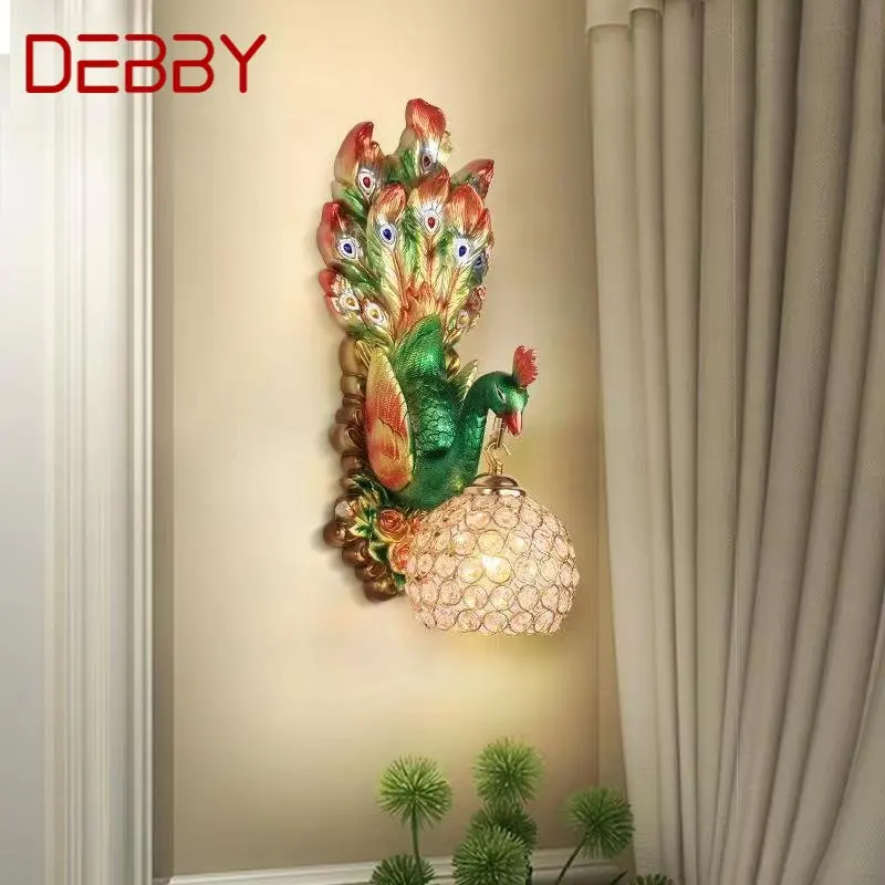 DEBBY Modern Peacock Wall Lamp LED Interior Creative Nordic Resin Sconce Lights for Home Living Room Bedroom Corridor