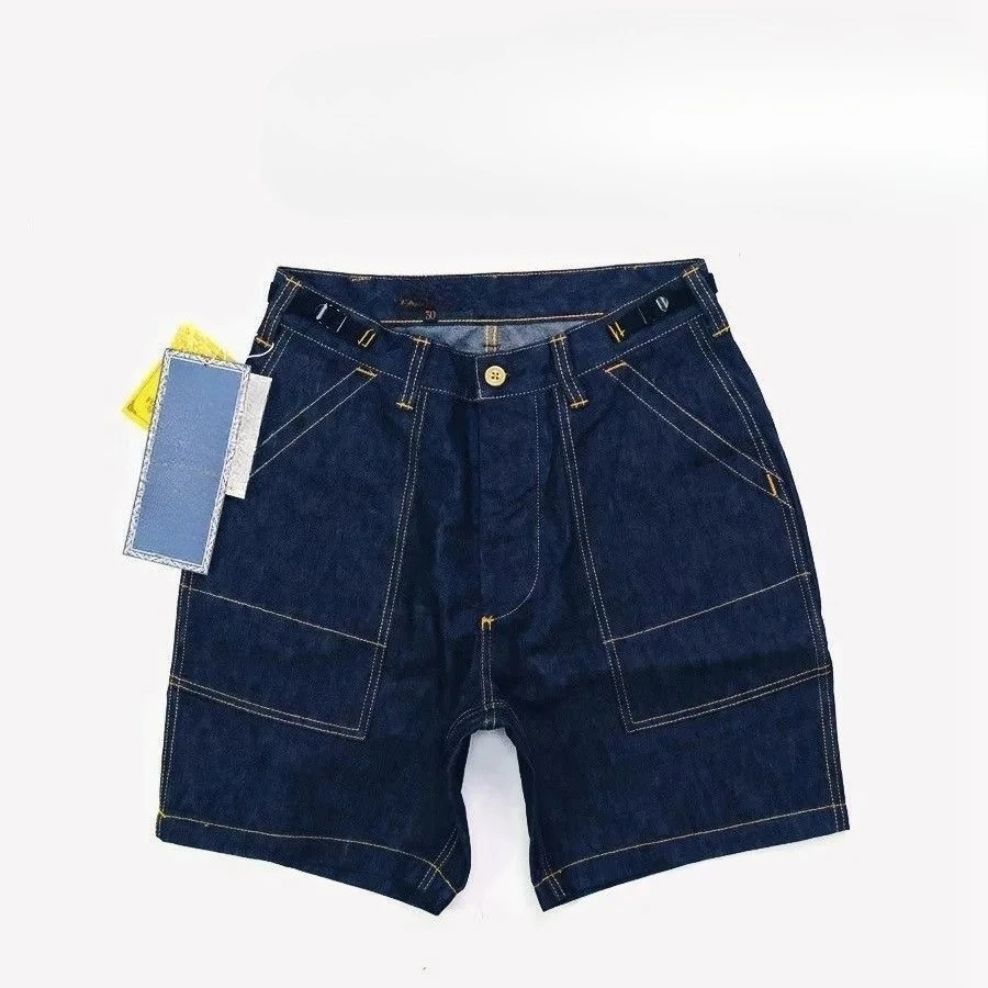 2026 New FREEWRS Retro Workwear SIDEWER30-40s Indigo Denim Rattlesnake Men's Shorts!
