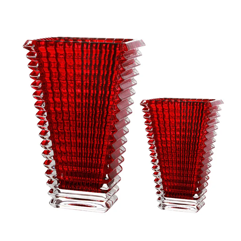 

square crystal glass, vase water, flower lilies, European-style living room entrance desk