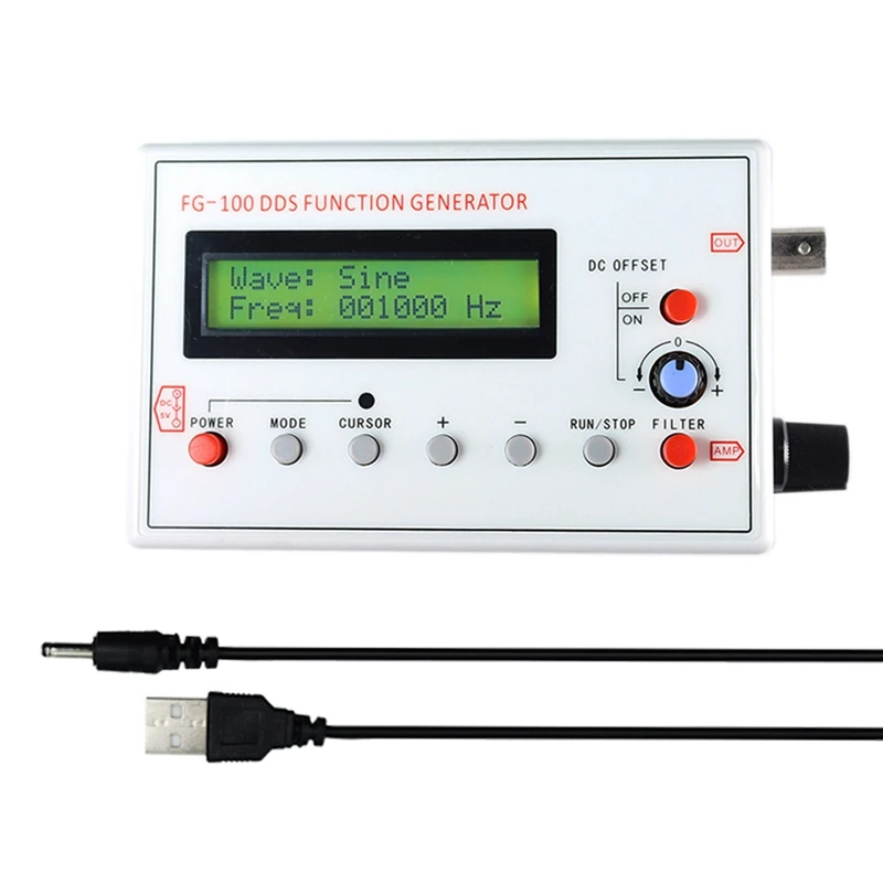 Sinus mort FG-100 du compteur 1Hz - 500 tiens z de générateur de signal de fonction de DDS avec le câble de BNC