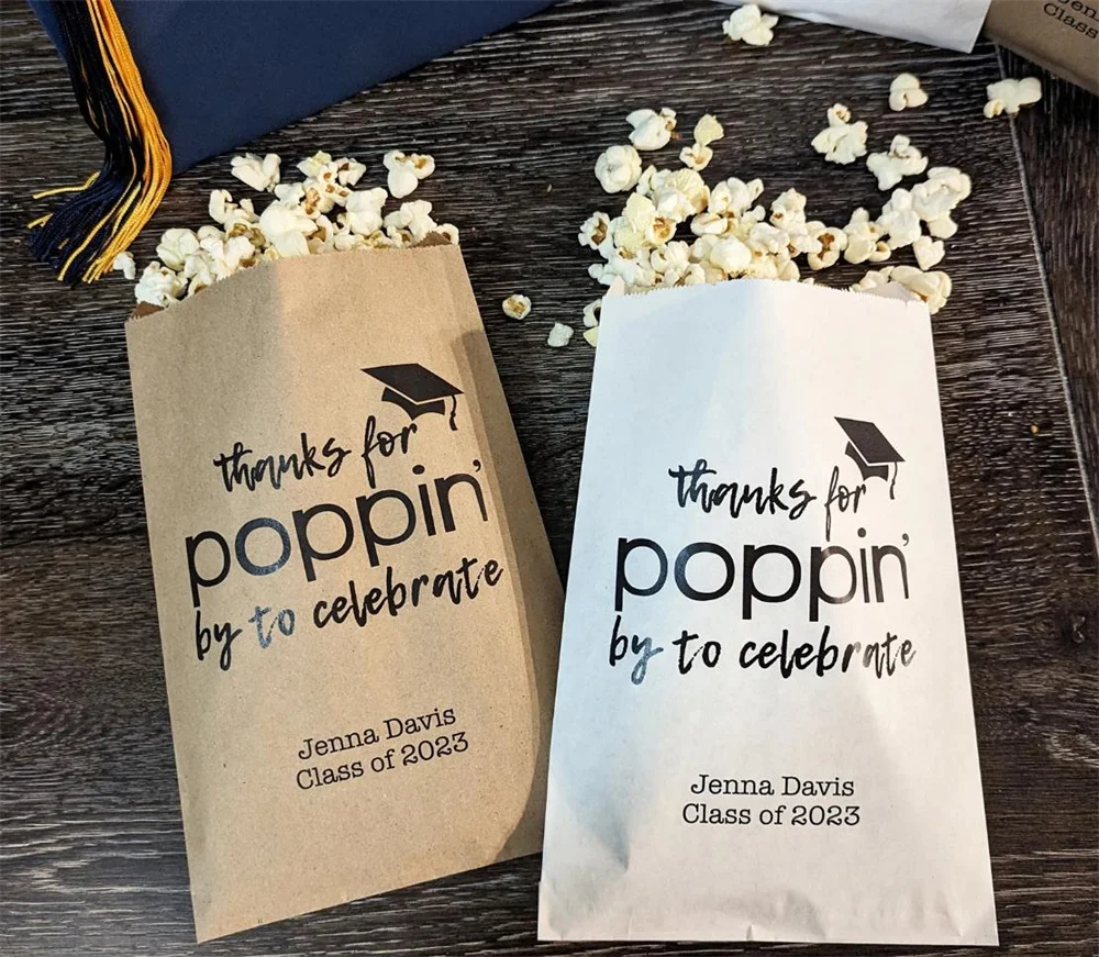 

50 Graduation Party Decor, Graduation Favor Bags, Graduation Party, Popcorn Bags for Graduation, Goodie Bag, Graduation Favors,