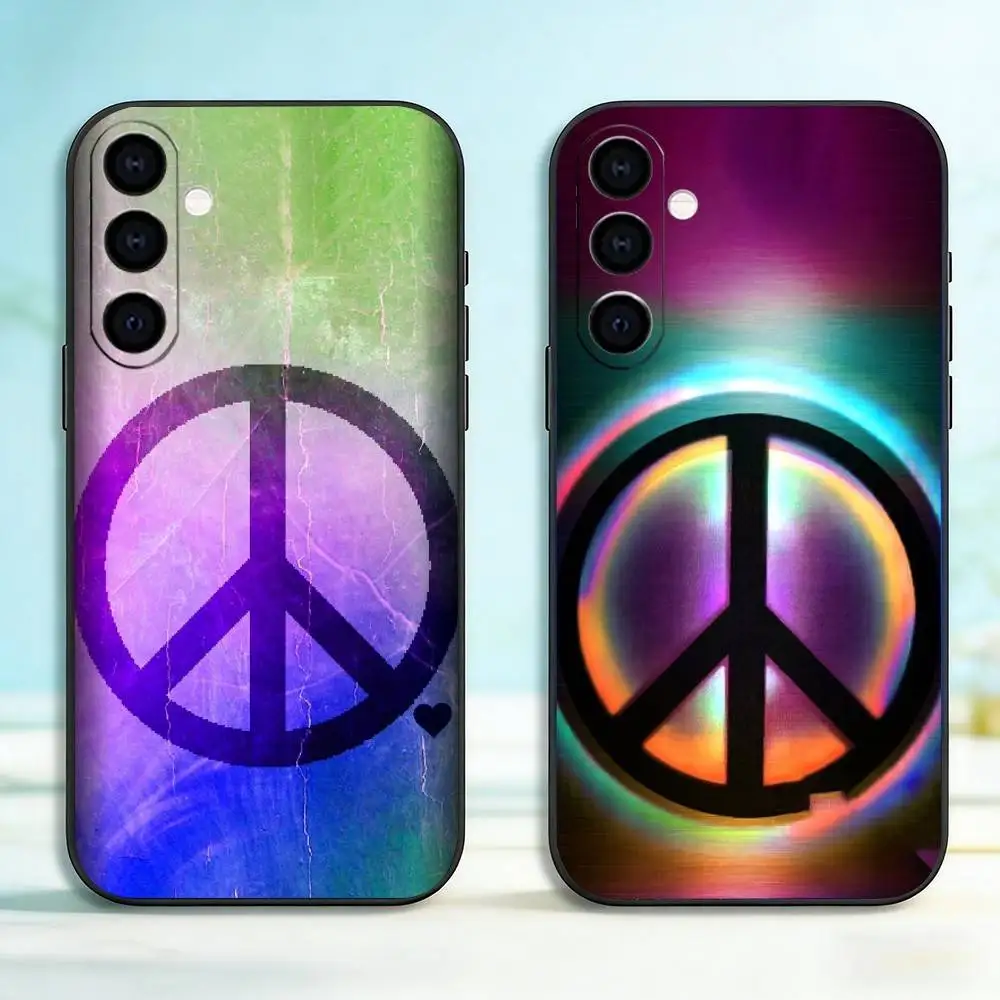 

P-Peace S-Sign Phone Case Black Silicone Soft For Samsung Galaxy A73,A72,A71,A70,A53,A52,A51