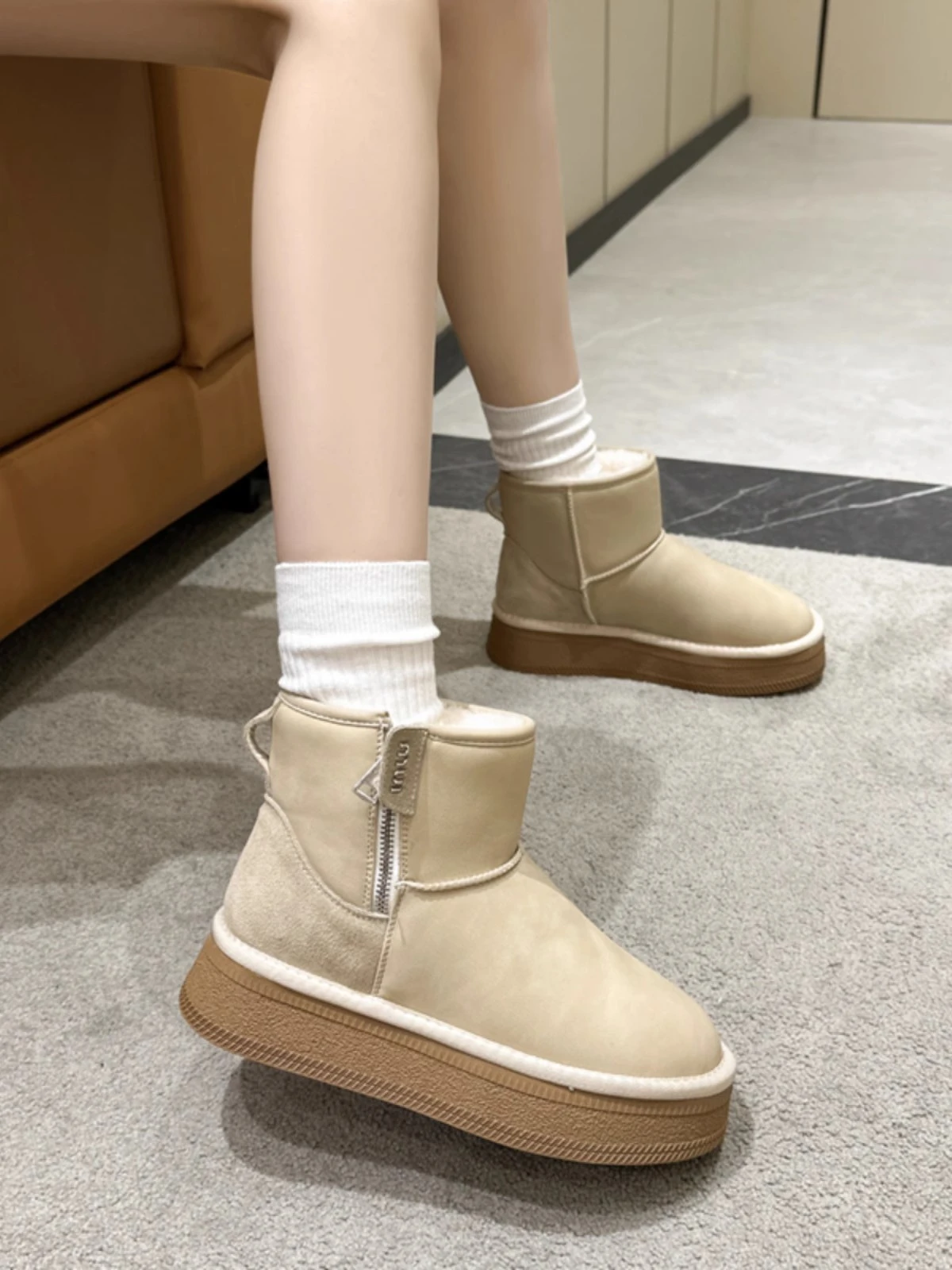 Fashion Winter Brown Short Boots New Platform Shoes Push Size Ankle Boots for Women Waterproof and Warm Snow Boots