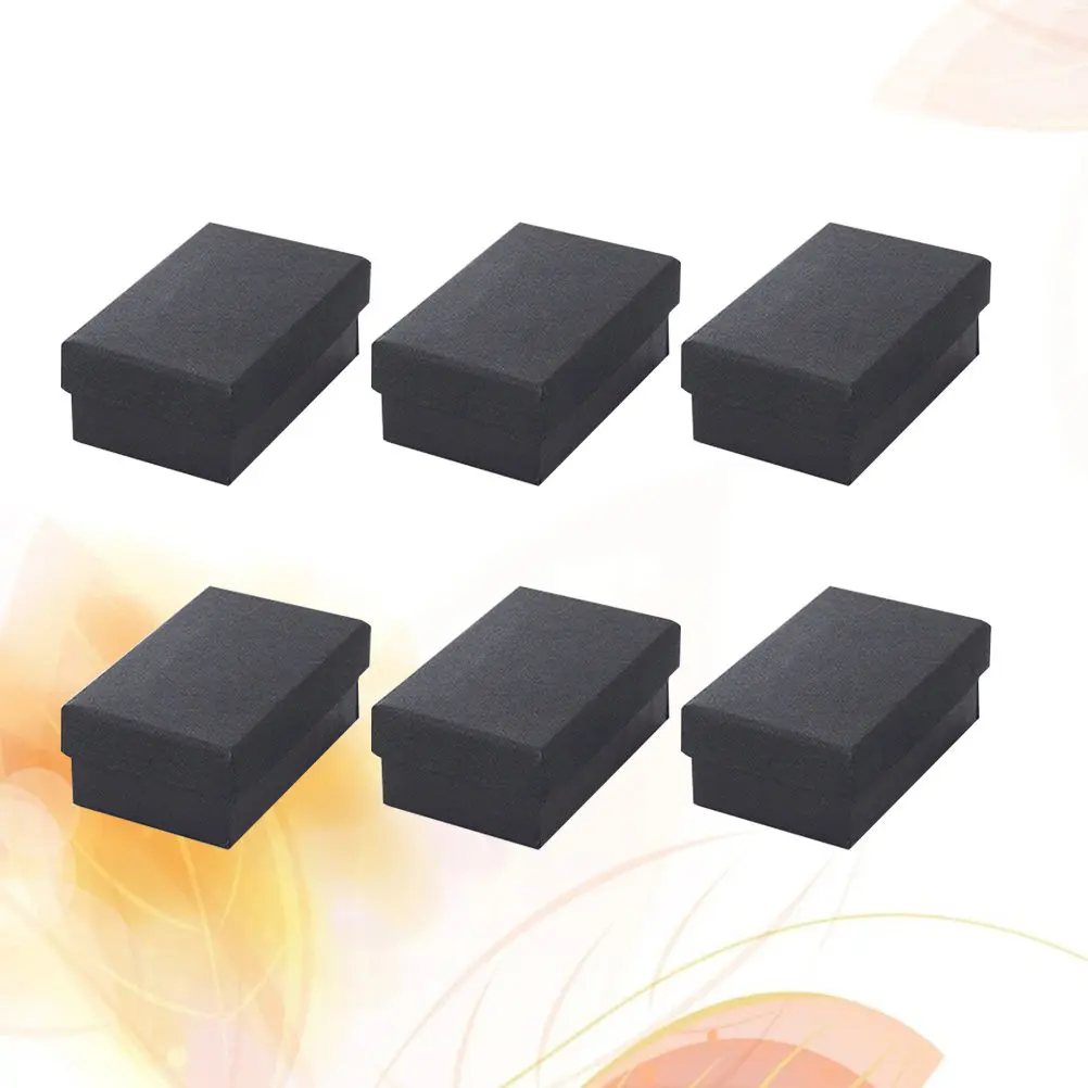 25Pcs Black Kraft Paper Jewelry Box Organizer Large Capacity Earring Necklace Foam Insert Women Retro