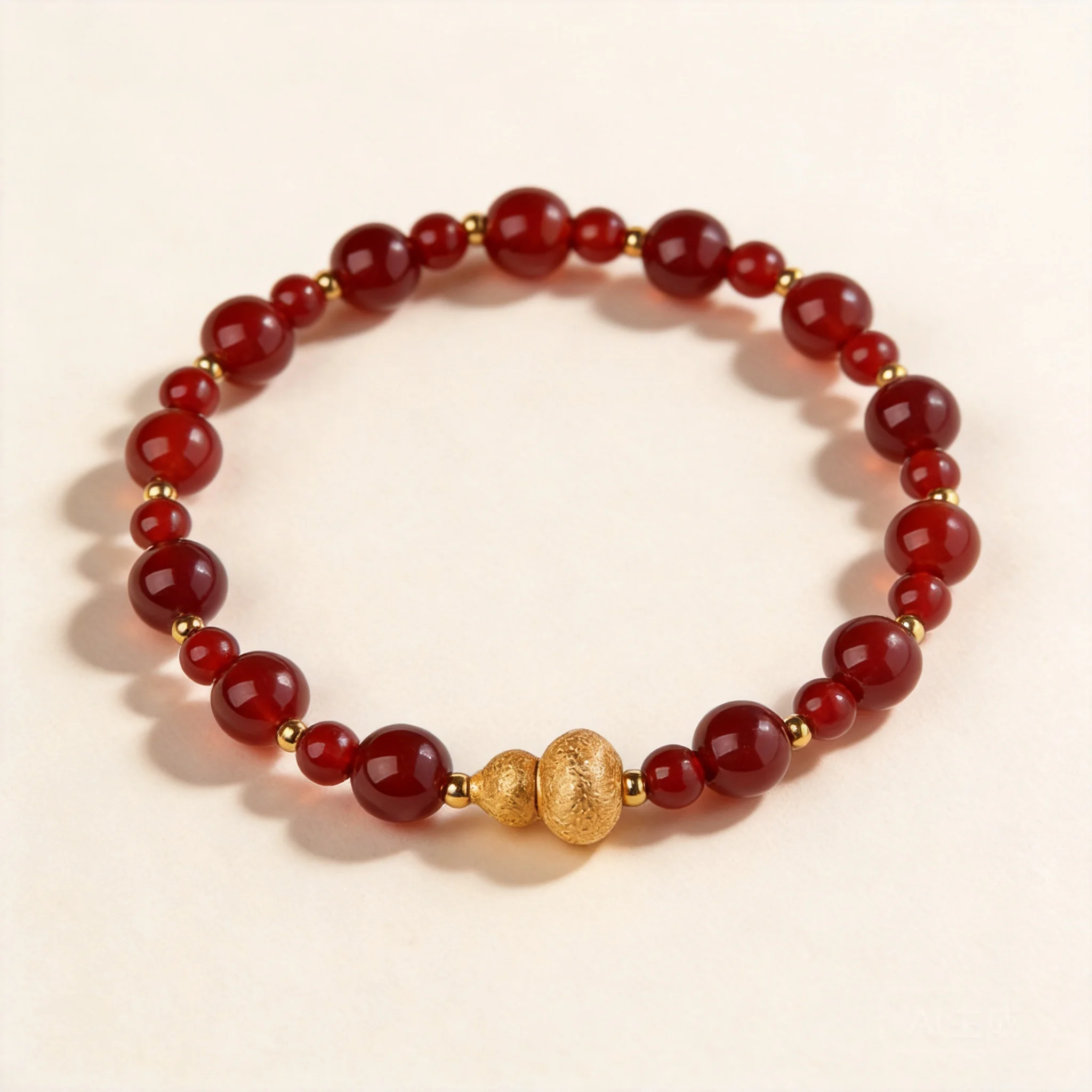 Chinese Style Natural Red Agate Beaded Bracelet For Women Vintage Gourd Charm Good Luck Fortune Blessing Bracelet Birthday Gift