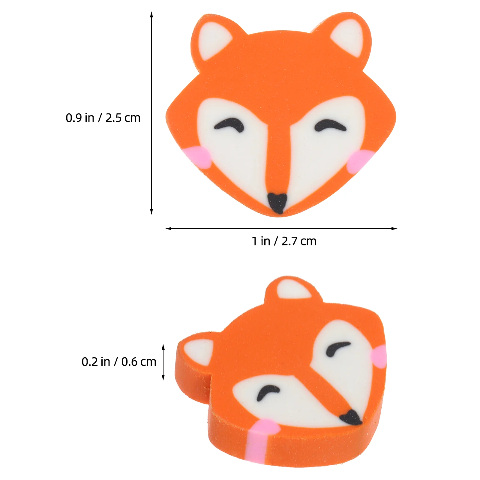 2 contagens de borrachas de raposa para crianças pequenas pintando estudantes da escola lápis engraçado