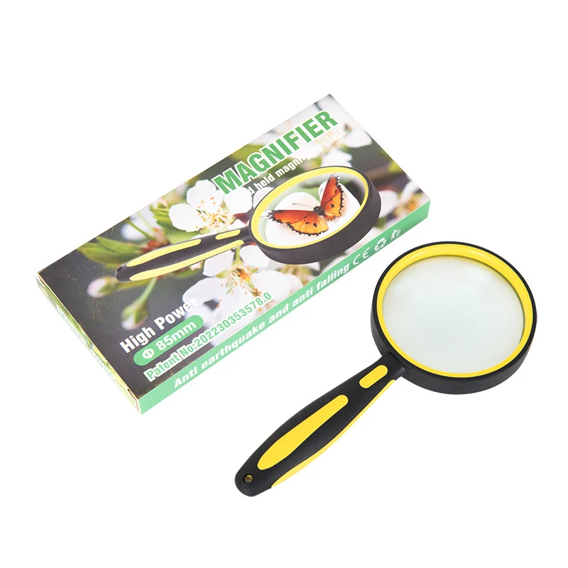 Handheld Magnifying Glass Rubber Handle Magnifier 50/60/75/100mm Lens Diameter for Antique Jade Jewelry Newspaper Book Reading