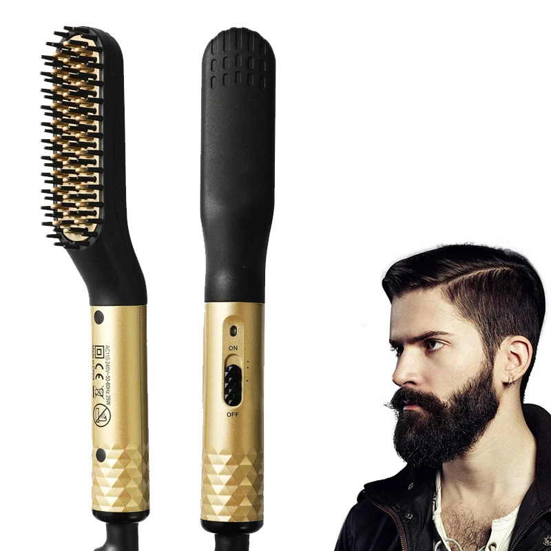 Fast Heating Straightening Brush Machine Flat Iron Curler Style Electric Straightener Comb Hair Beard Straightener For Men