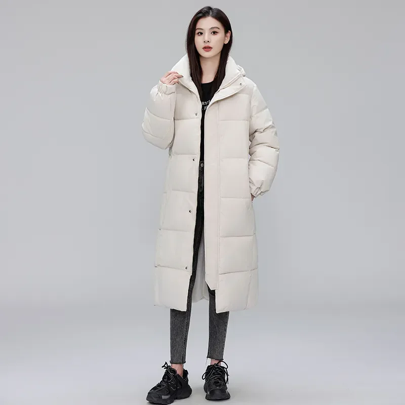 Winter Coat Women Mid Length Loose Bread Service Thicken Over The Knee Cotton Padded Jacket Keep Warm Comfortable Temperament