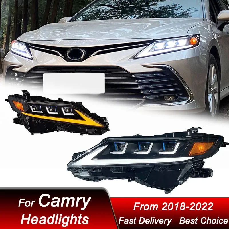 

Поп-автомобильные фары для Toyota Camry 2018-2022, полностью светодиодные фары в стиле lexus в сборе, аксессуары для линз проектора с высокой настройкой K