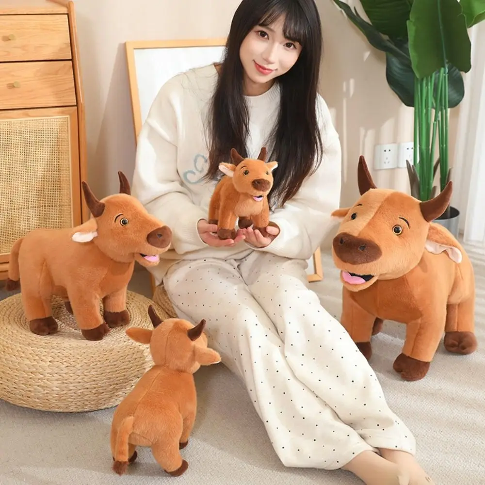Cute 25-60 CM Cow Companion Super Soft Cartoon Calf Simulation Solid Color Buffalo Desk