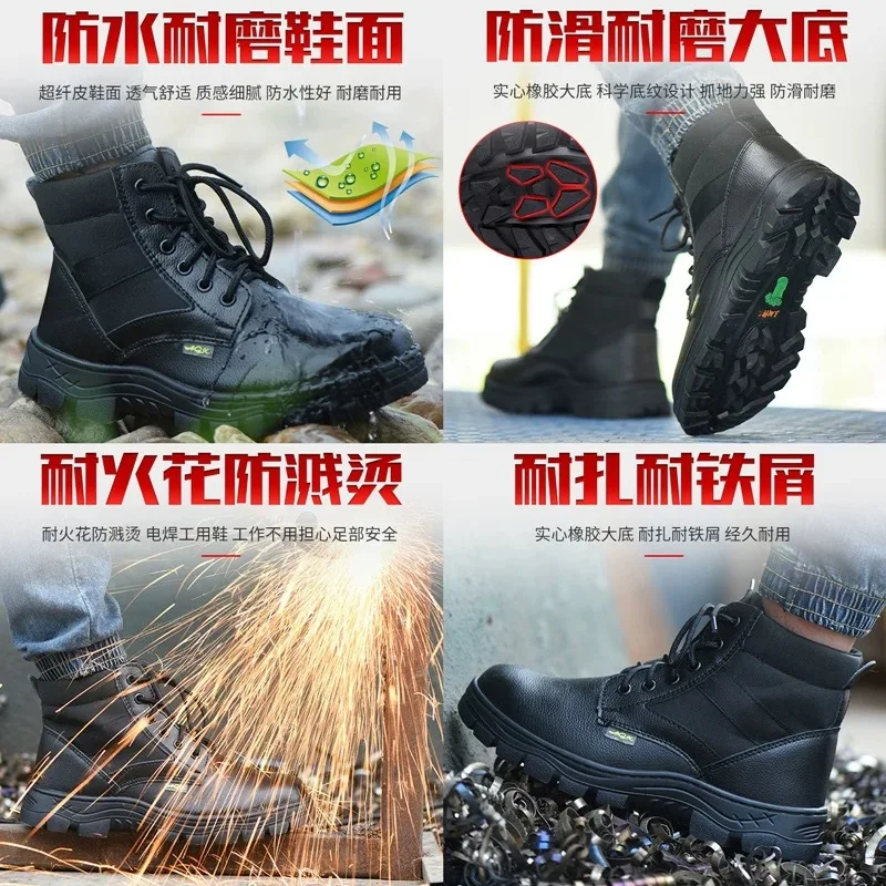 Safetoe Safety Shoes with Steel Toe Cap Anti-smashing Work Safety Boots with Waterproof Leather for Men and Women Botas Hombre