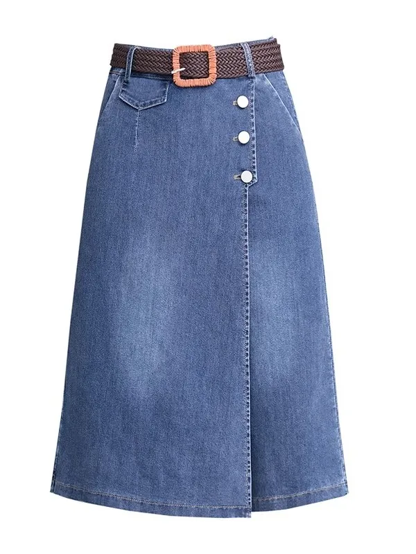 Falda Vaquera de Pierna Ancha y Cintura Alta para Mujer, Estilo Veraniego, Nueva, ra, Hoada, Estilo Midi, para el Trabajo